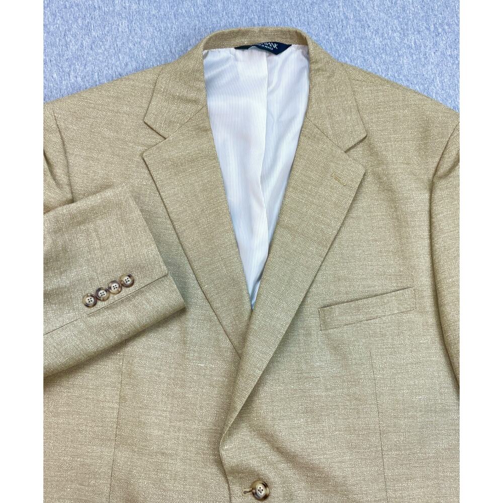 Jos A Bank Blazer Mens 46L Beige Linen Wool Blend 2-Buttonโ Lined